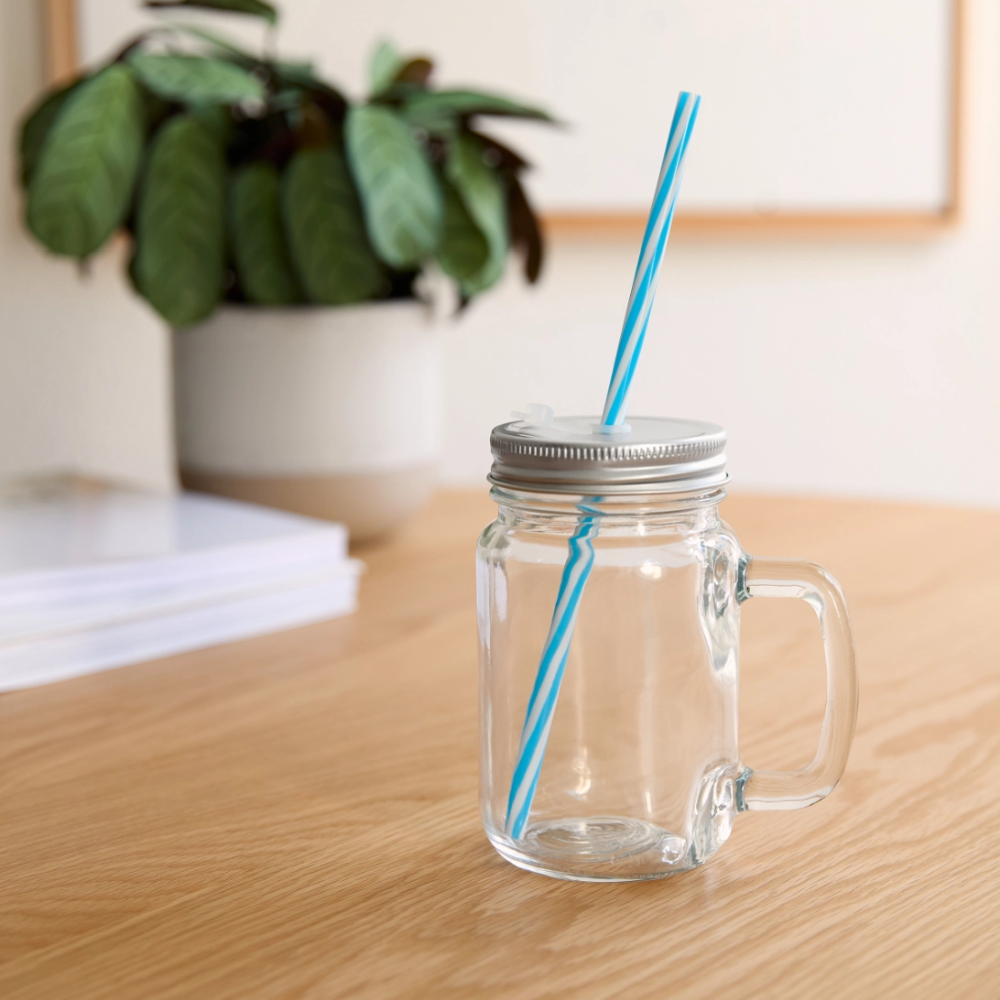 Drinkbeker met handvat en schroefdeksel - doorzichtig
