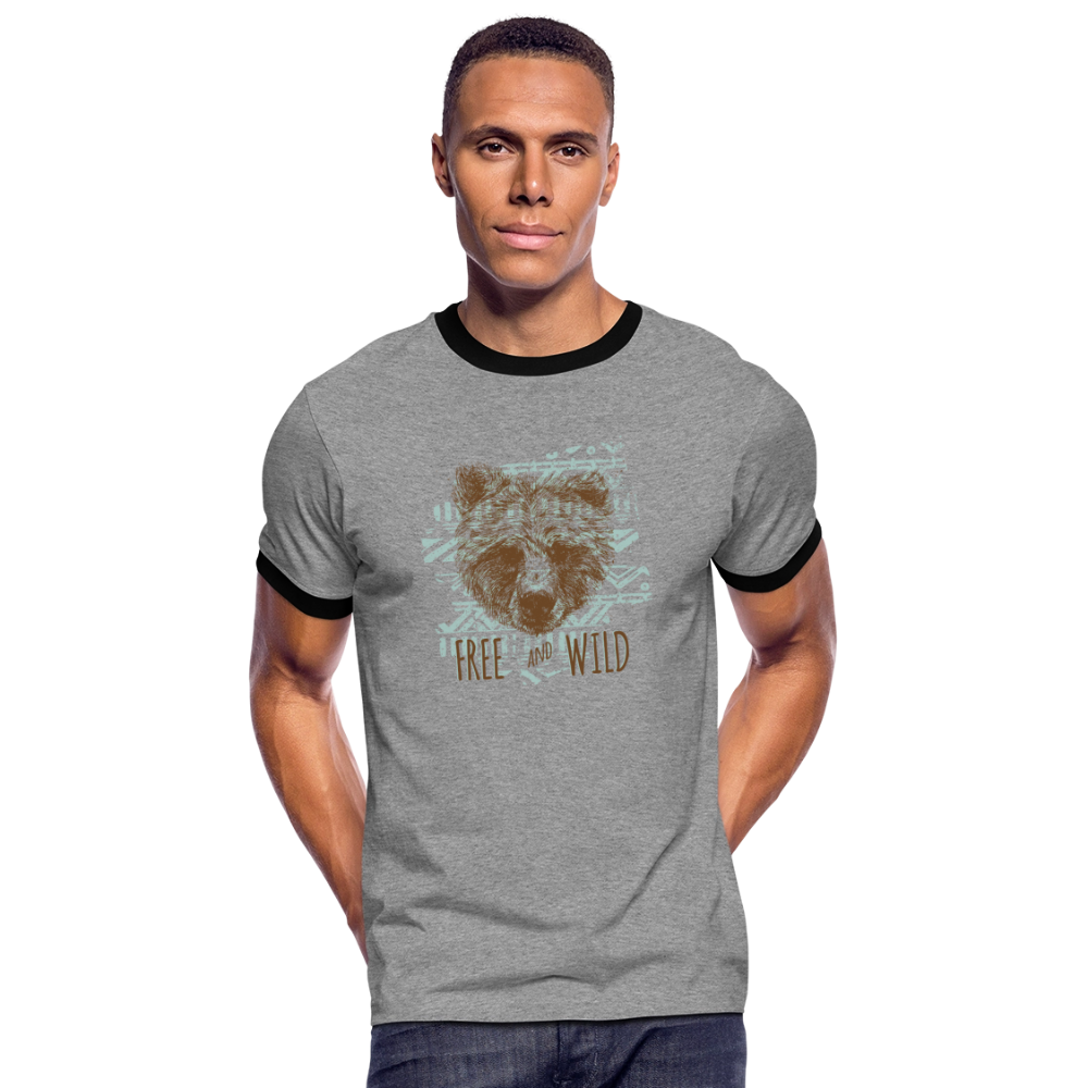 Mannen contrastshirt - grijs gemêleerd/zwart