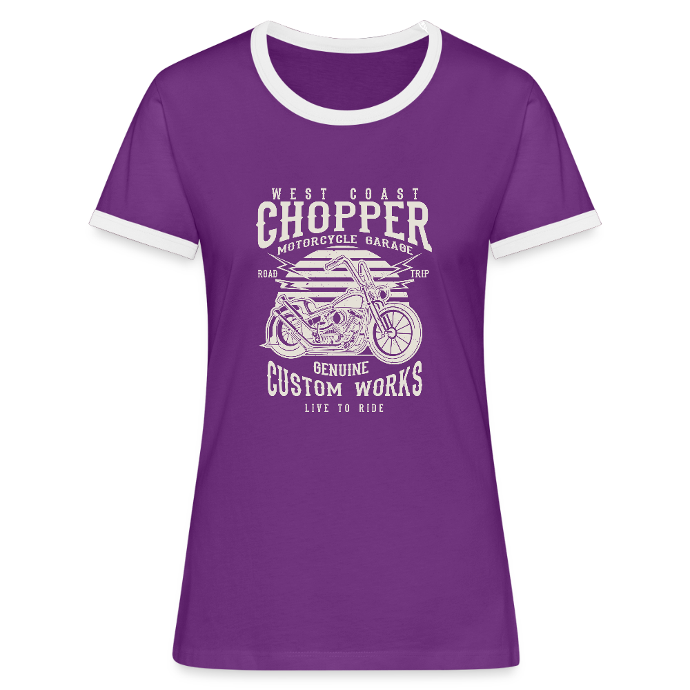 Vrouwen contrastshirt - purple/wit