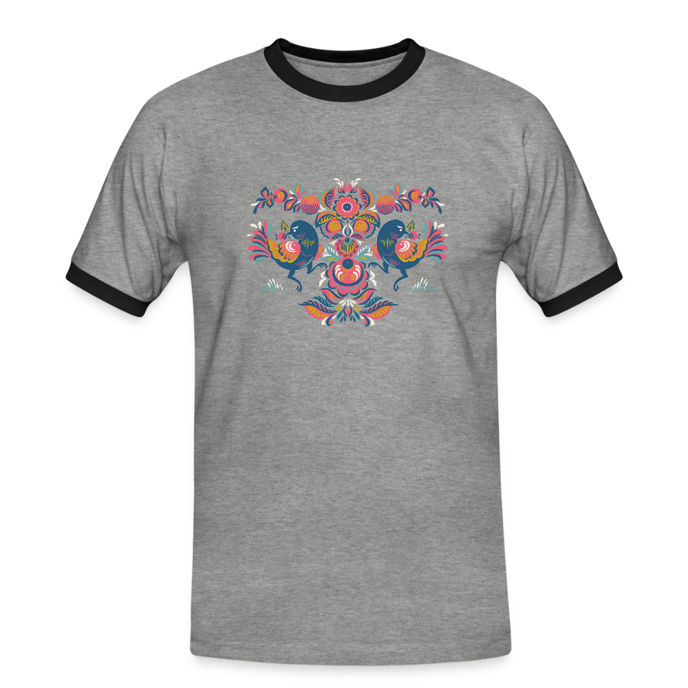 Mannen contrastshirt - grijs gemêleerd/zwart