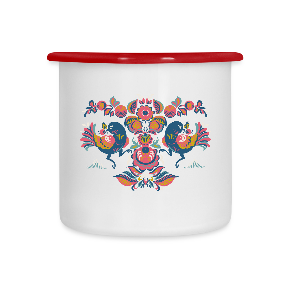 Emaille mok - wit/rood