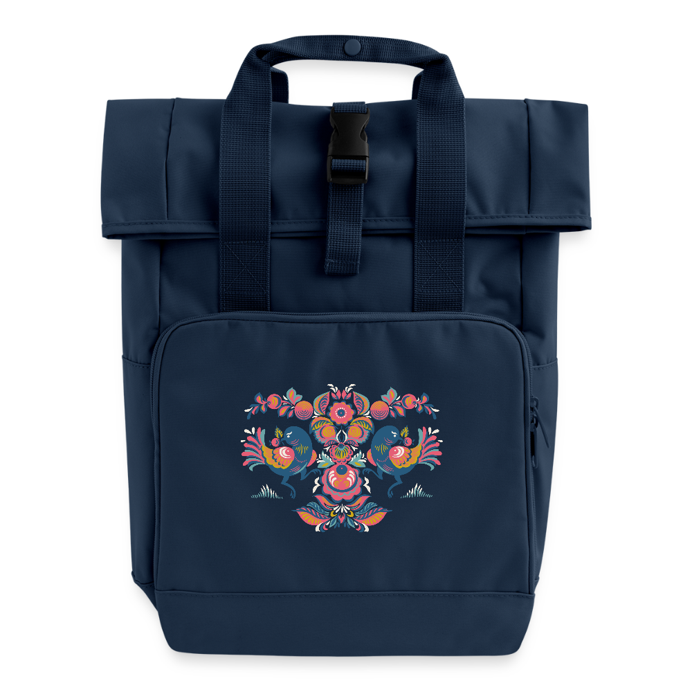 Rolltop rugzak met twee hengsels - navy