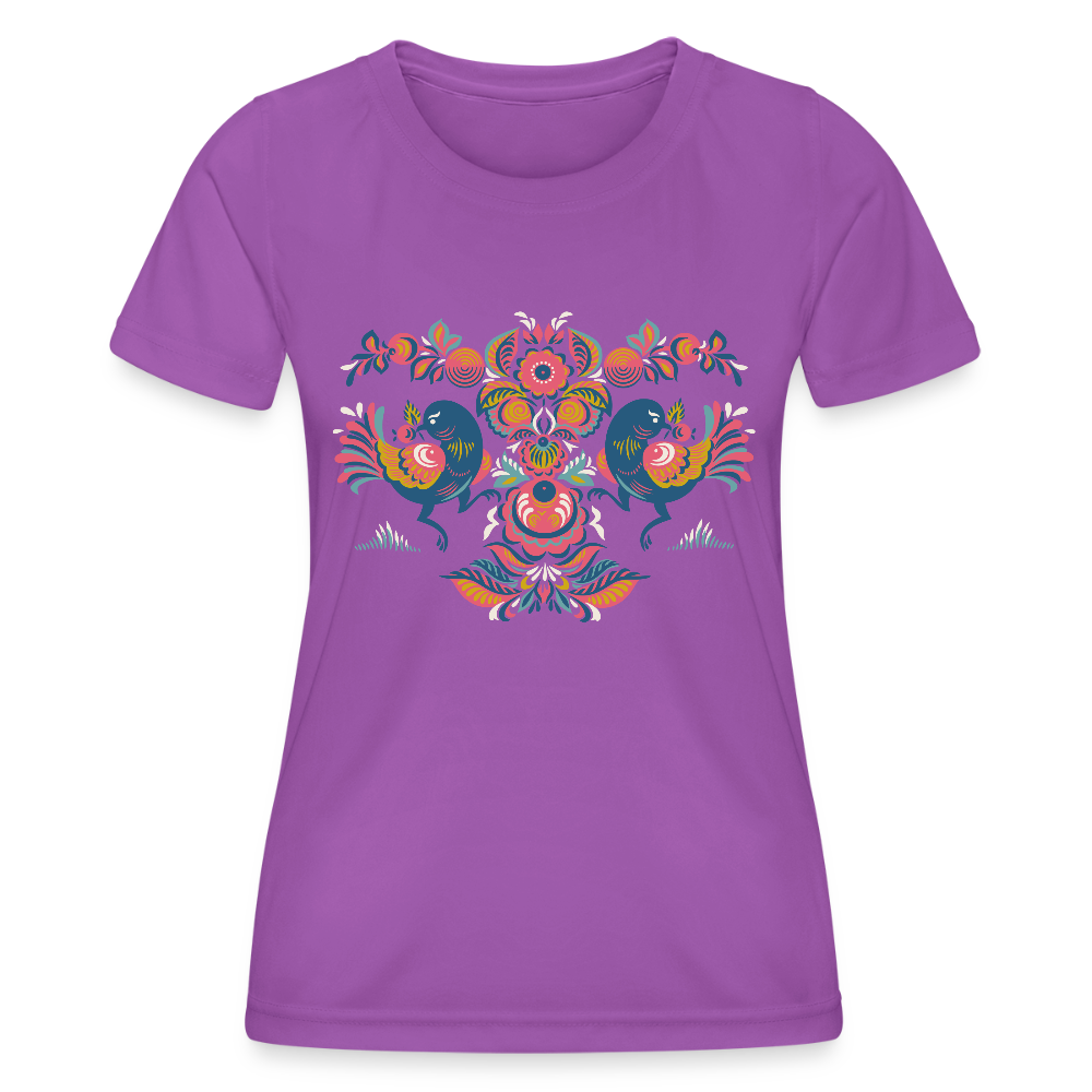 Functioneel T-shirt voor vrouwen - viooltjes blauw