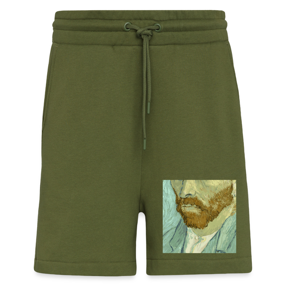 Organic relaxed shorts made in EU - MOSS GREEN