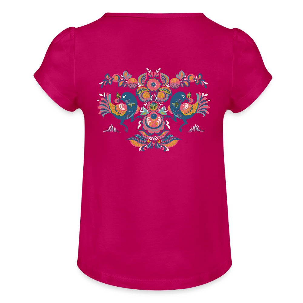 Meisjes-T-shirt met plooien - fuchsia