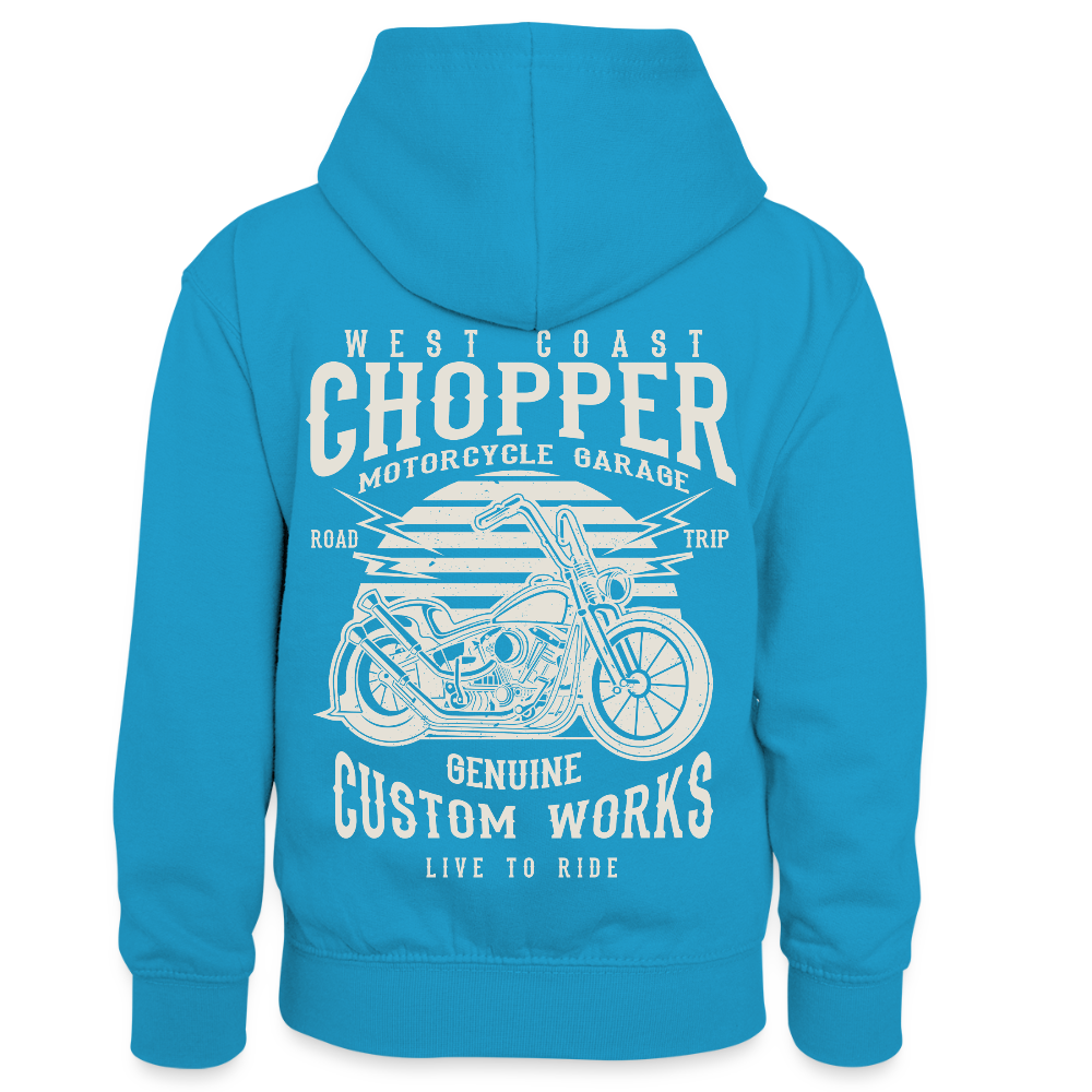Teenager contrast-hoodie/kinderen contrast-hoodie - pauwblauw/grijs gemêleerd