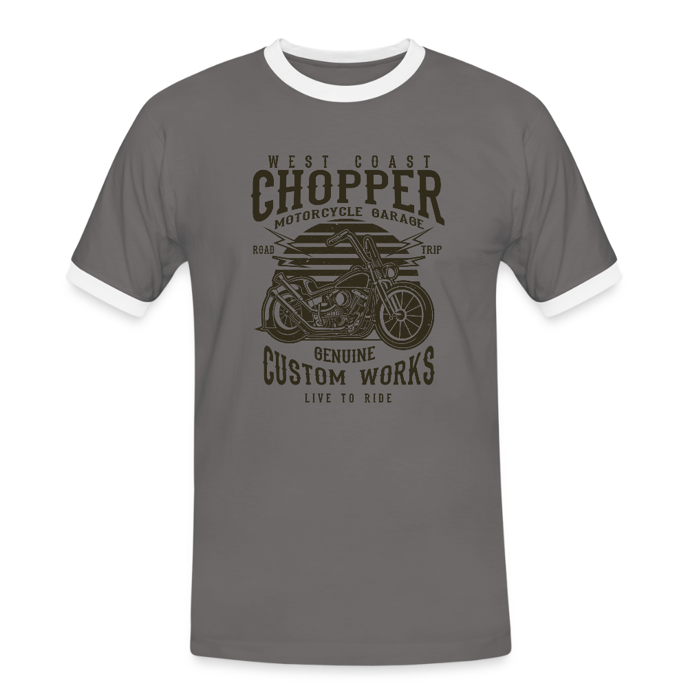 Mannen contrastshirt - donkergrijs/wit