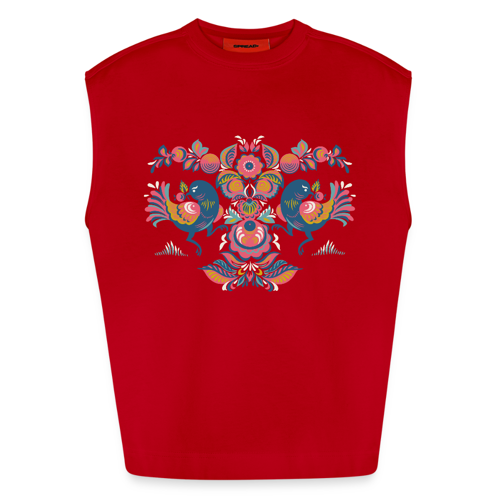 Heavyweight oversized organic tanktop made in EU Vrouwen - rood