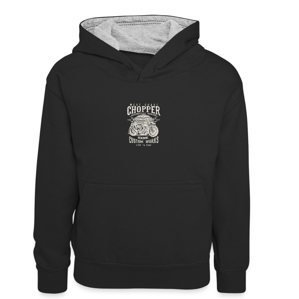 Teenager contrast-hoodie/kinderen contrast-hoodie - zwart/grijs gemêleerd