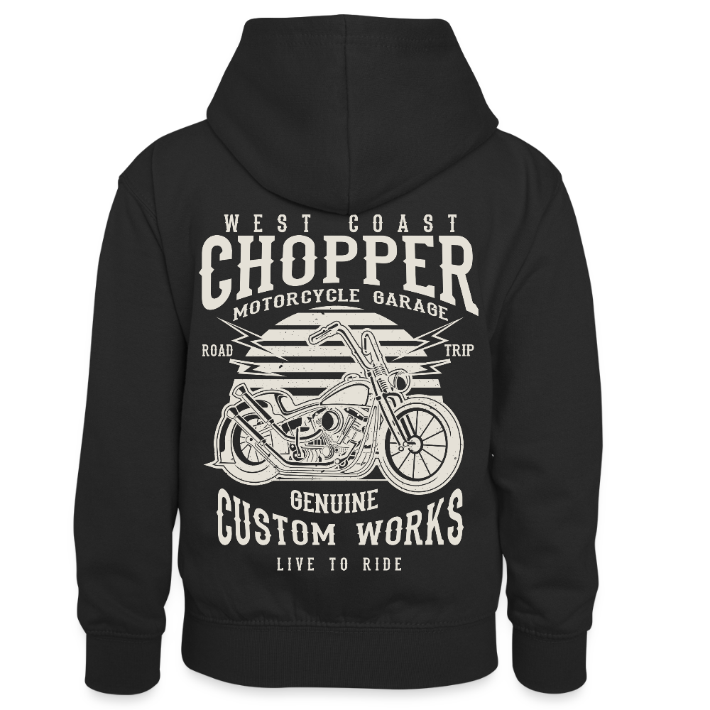 Teenager contrast-hoodie/kinderen contrast-hoodie - zwart/grijs gemêleerd