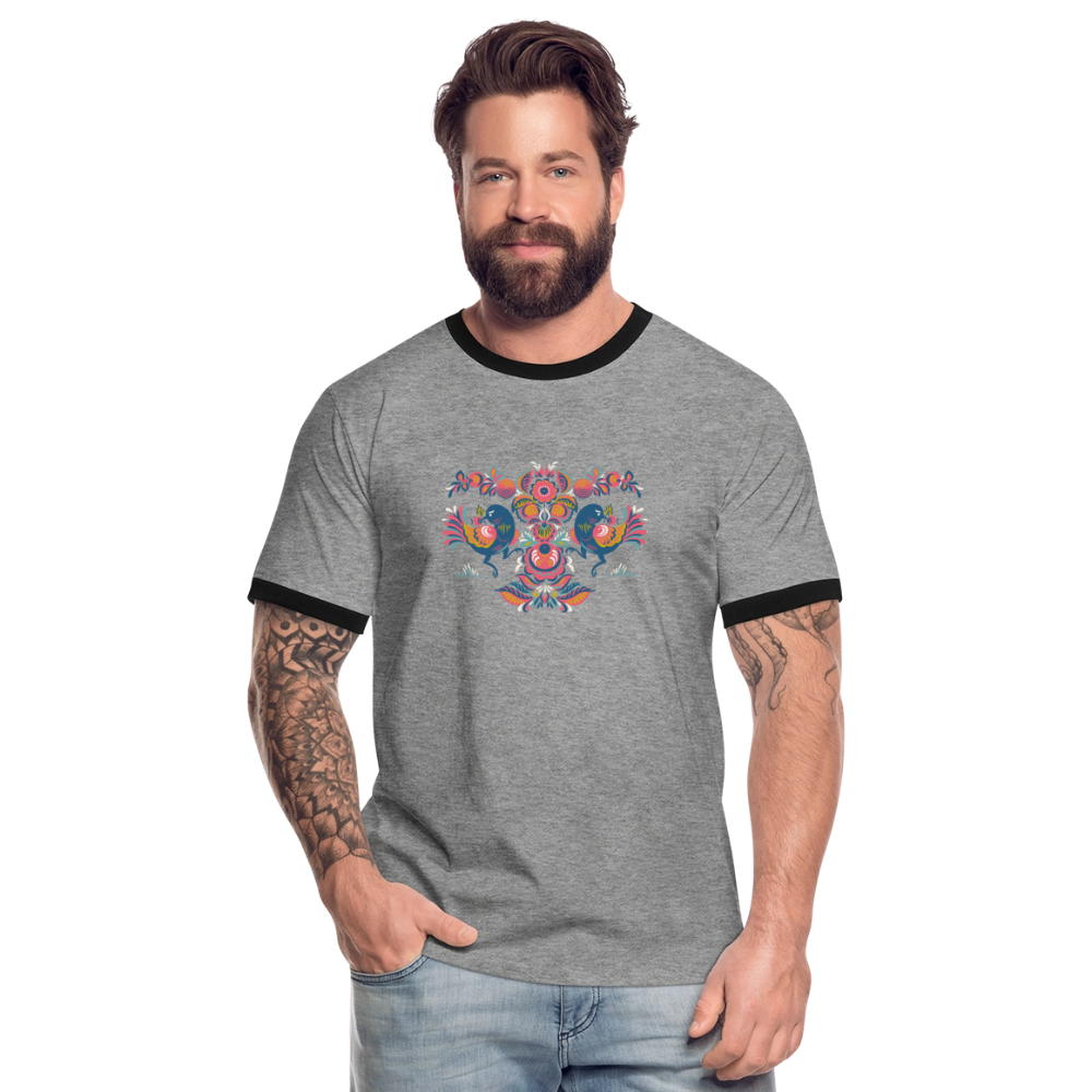 Mannen contrastshirt - grijs gemêleerd/zwart