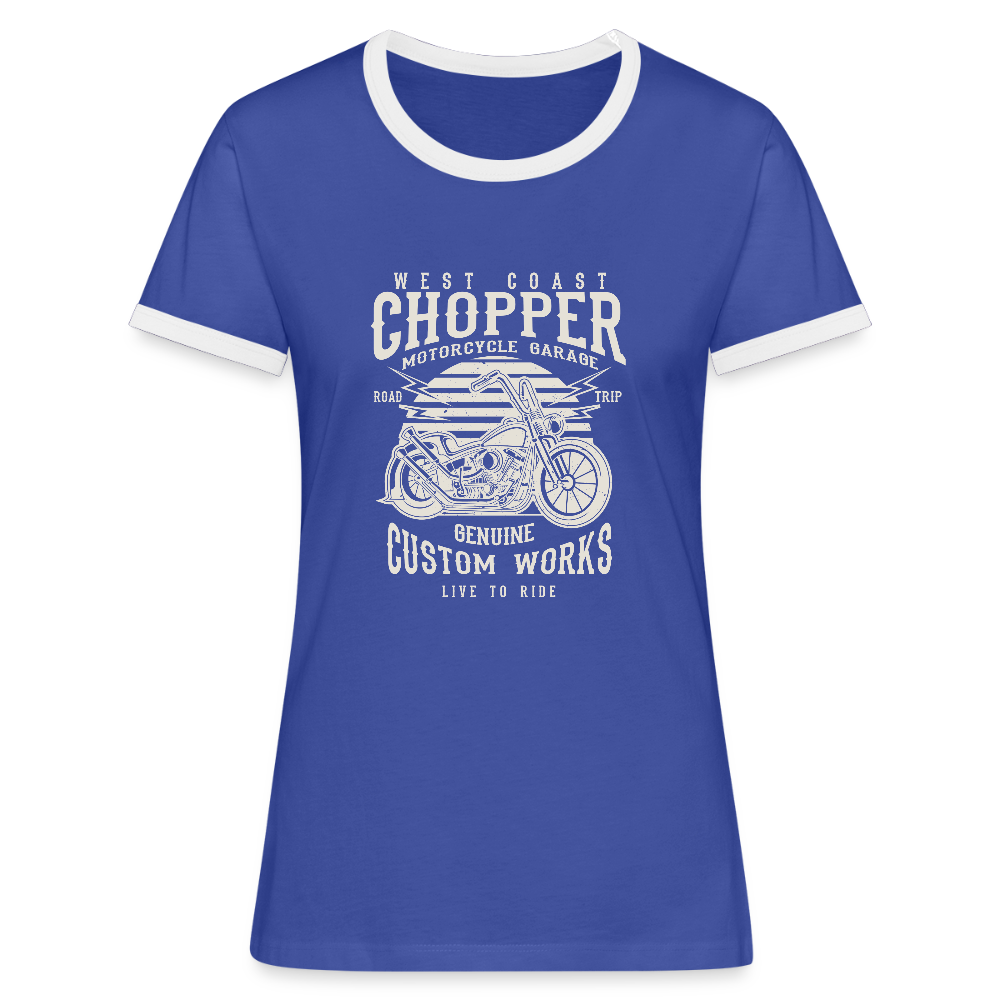 Vrouwen contrastshirt - blauw/wit