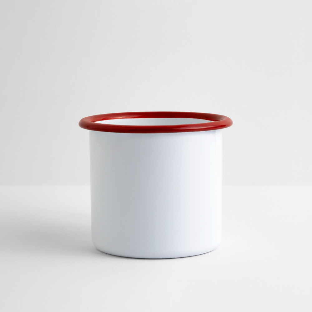 Emaille mok - wit/rood