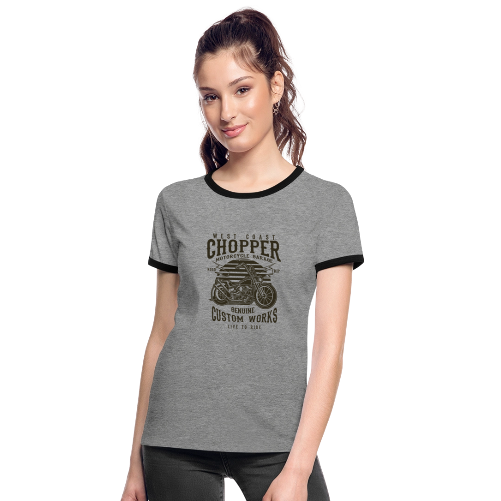 Vrouwen contrastshirt - grijs gemêleerd/zwart