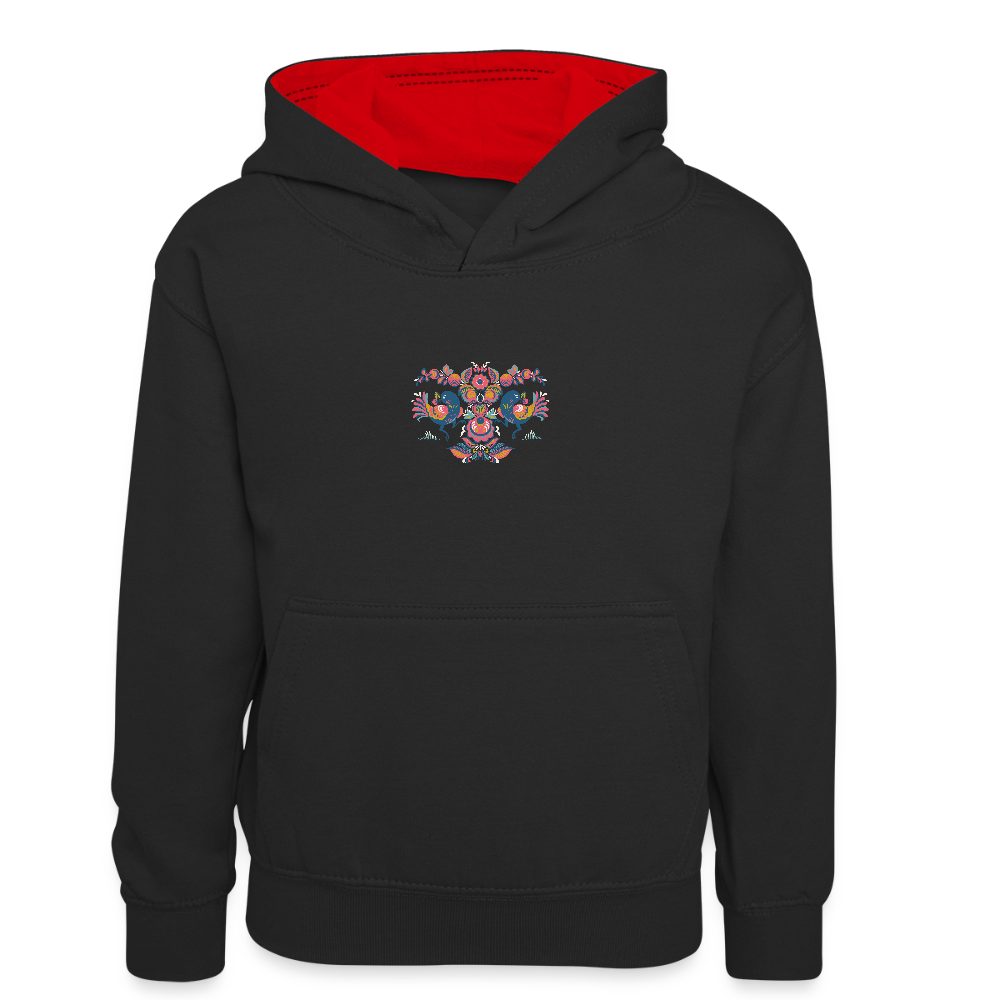 Teenager contrast-hoodie/kinderen contrast-hoodie - zwart/rood