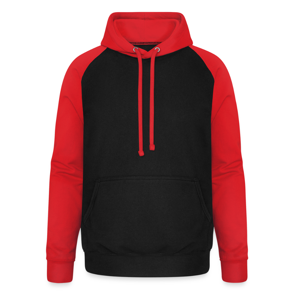 Unisex baseball hoodie - zwart/rood
