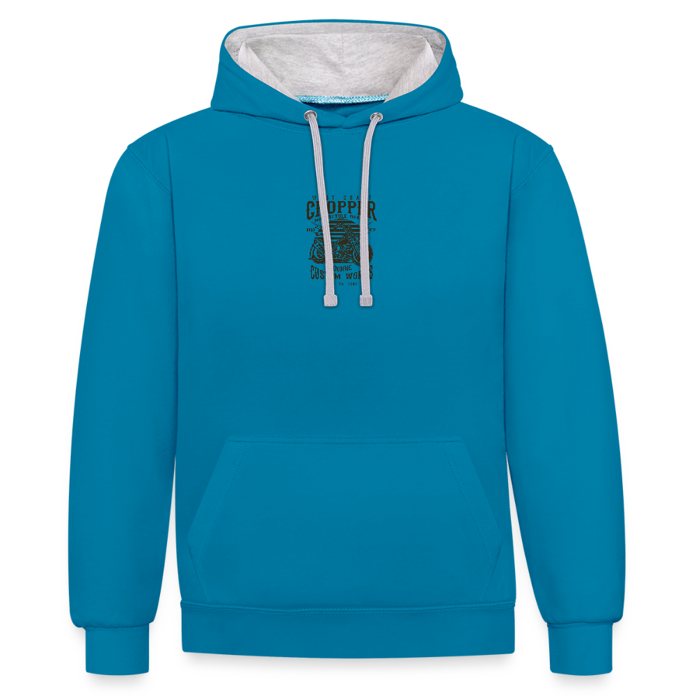 Contrast hoodie - pauwblauw/grijs gemêleerd