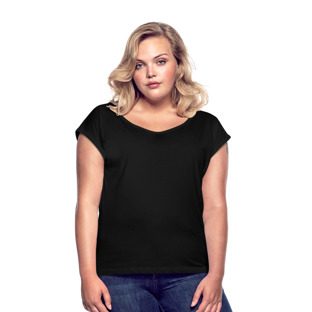 Vrouwen T-shirt met opgerolde mouwen - zwart