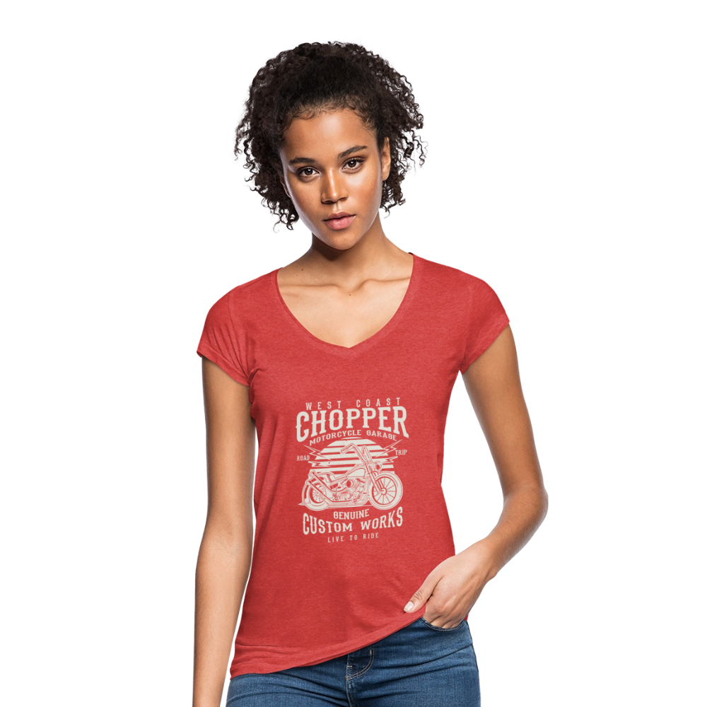 Vrouwen Vintage T-shirt - rood gemêleerd