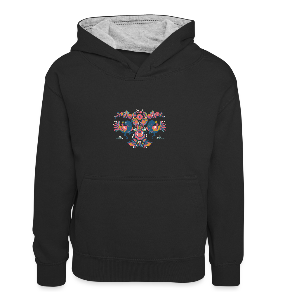 Teenager contrast-hoodie - zwart/grijs gemêleerd