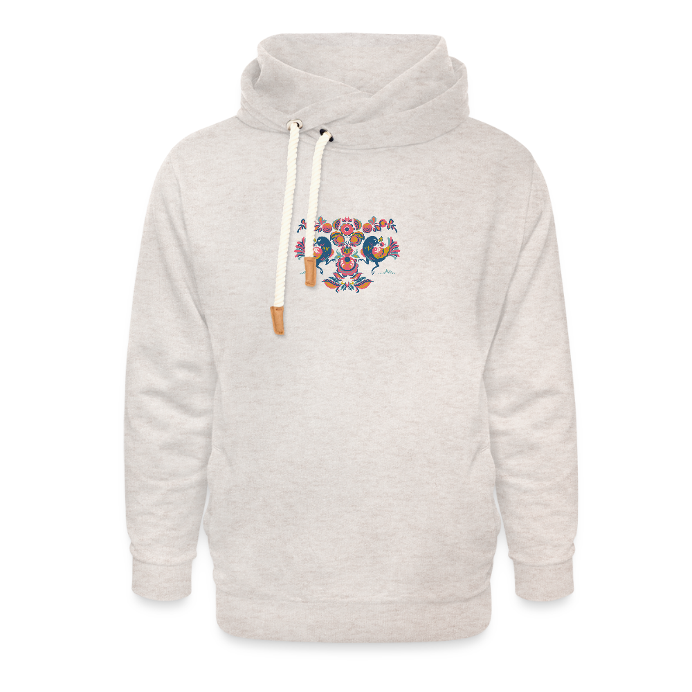 Unisex sjaalkraag hoodie - beige gemêleerd