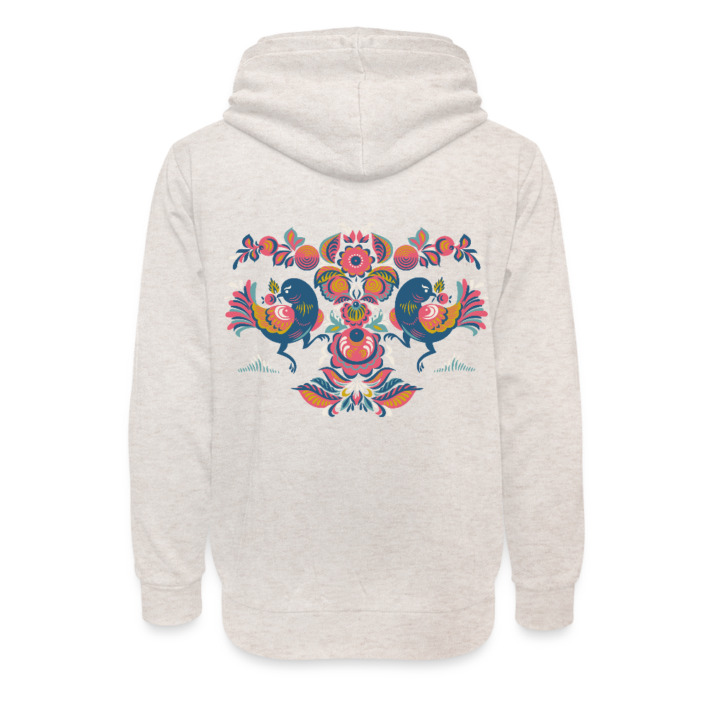 Unisex sjaalkraag hoodie - beige gemêleerd
