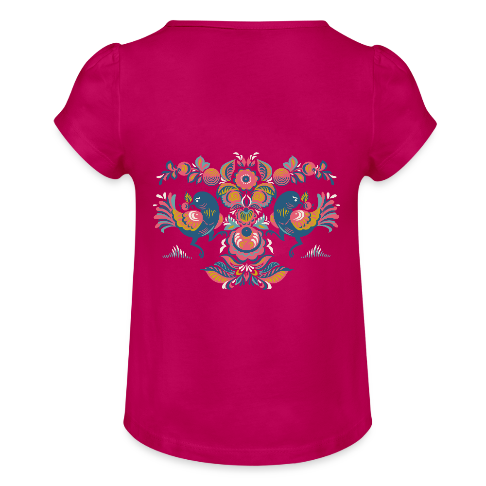 Meisjes-T-shirt met plooien - fuchsia