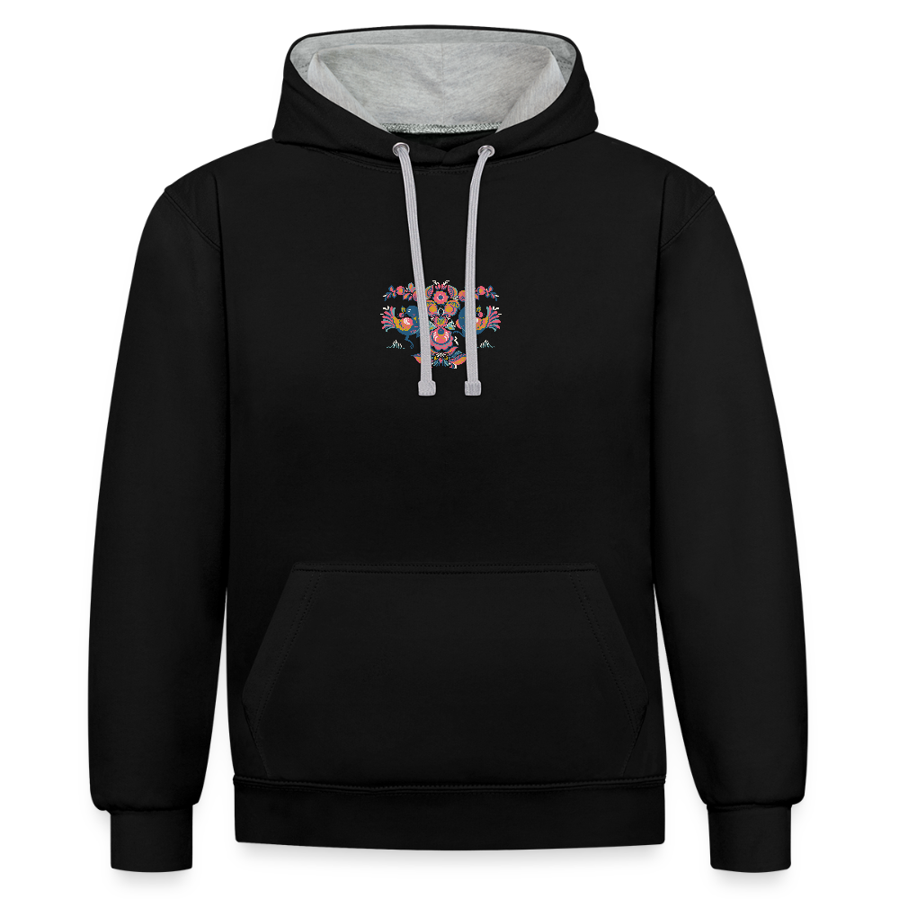 Contrast hoodie - zwart/grijs gemêleerd