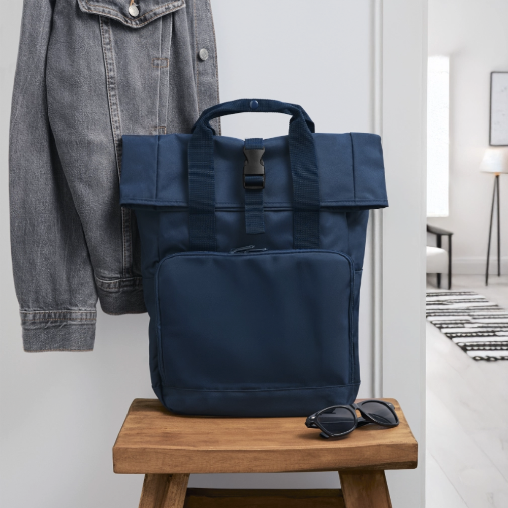 Rolltop rugzak met twee hengsels - navy
