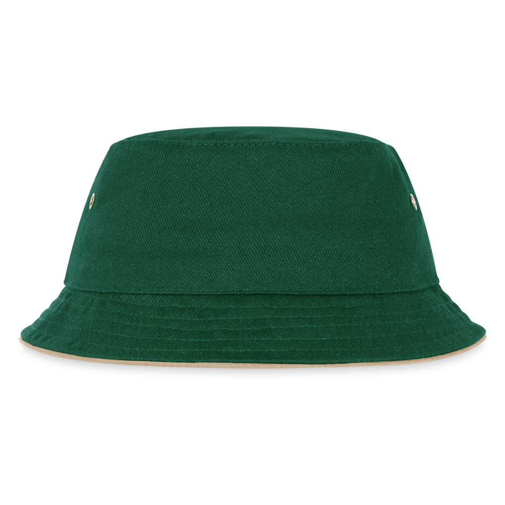 Kinder bucket hat - donkergroen/beige