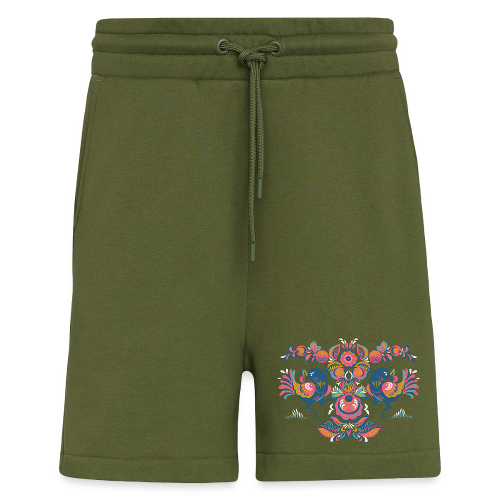 Organic relaxed shorts made in EU - MOSS GREEN