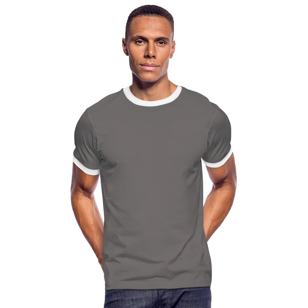 Mannen contrastshirt - donkergrijs/wit