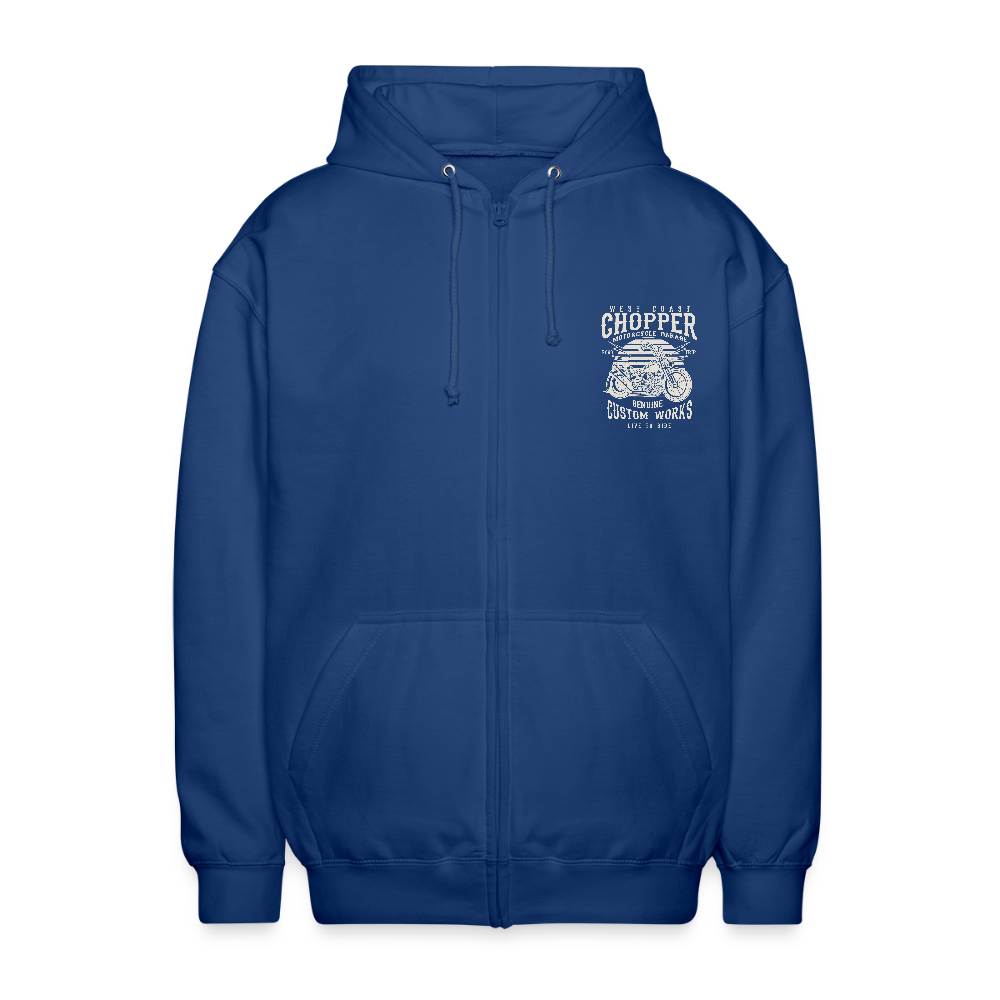 Uniseks zip hoodie - koningsblauw
