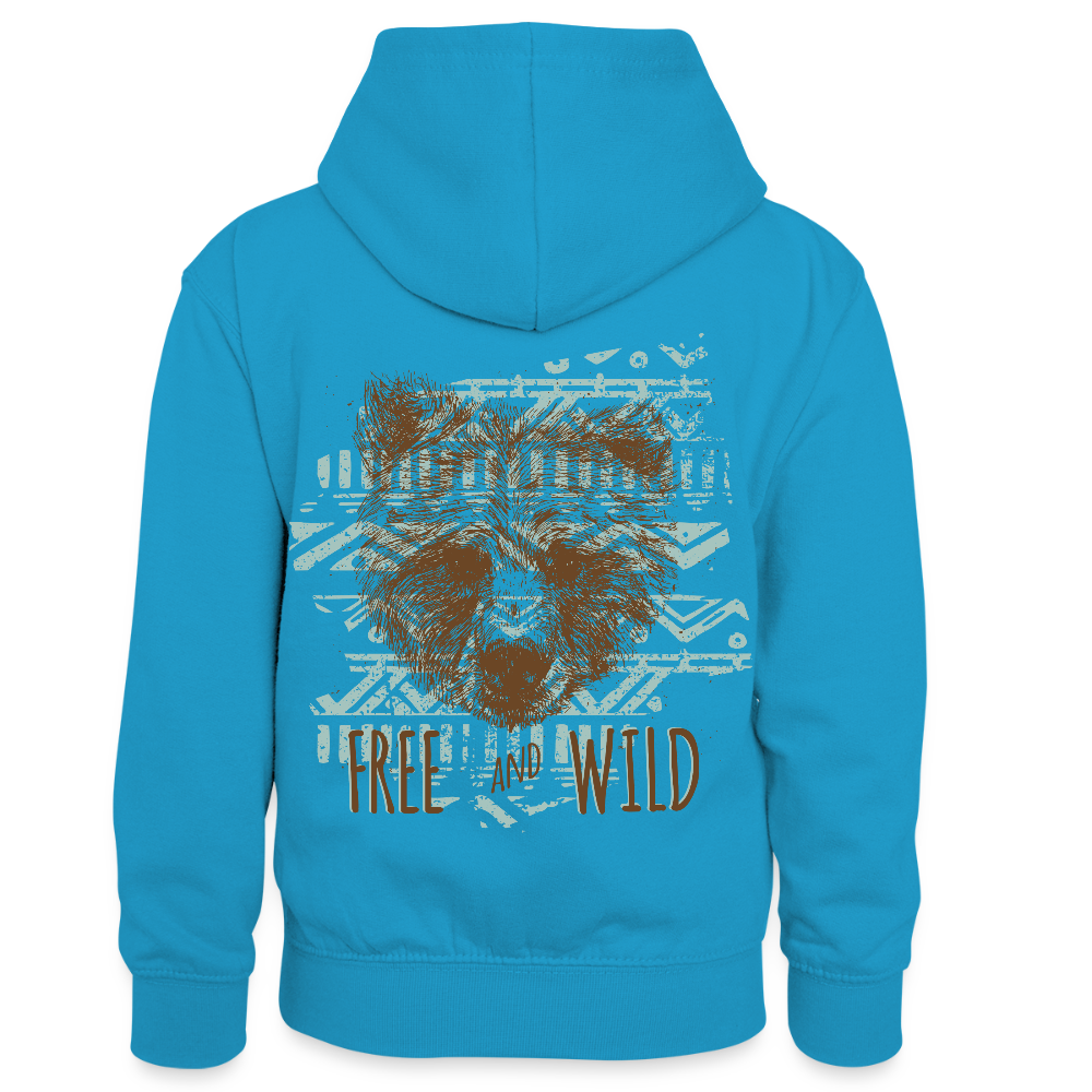 Teenager contrast-hoodie/kinderen contrast-hoodie - pauwblauw/grijs gemêleerd