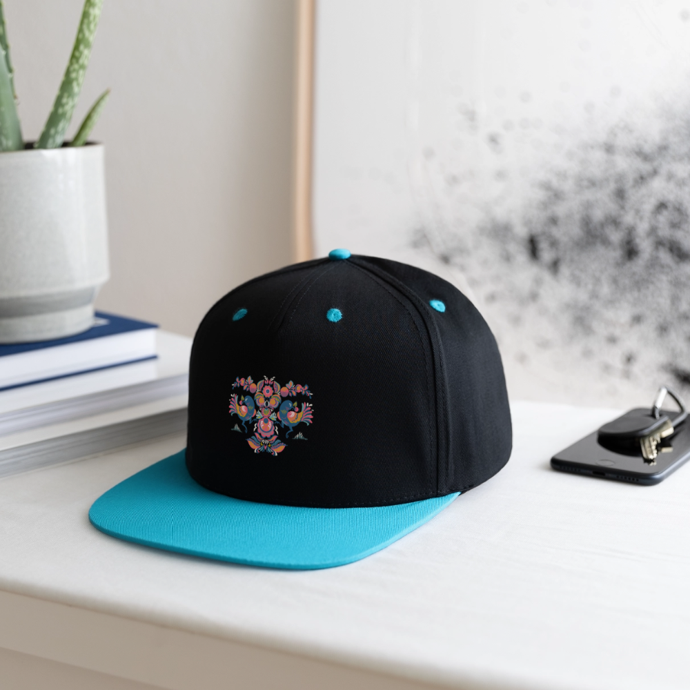 Contrast snapback cap - zwart/turquoise