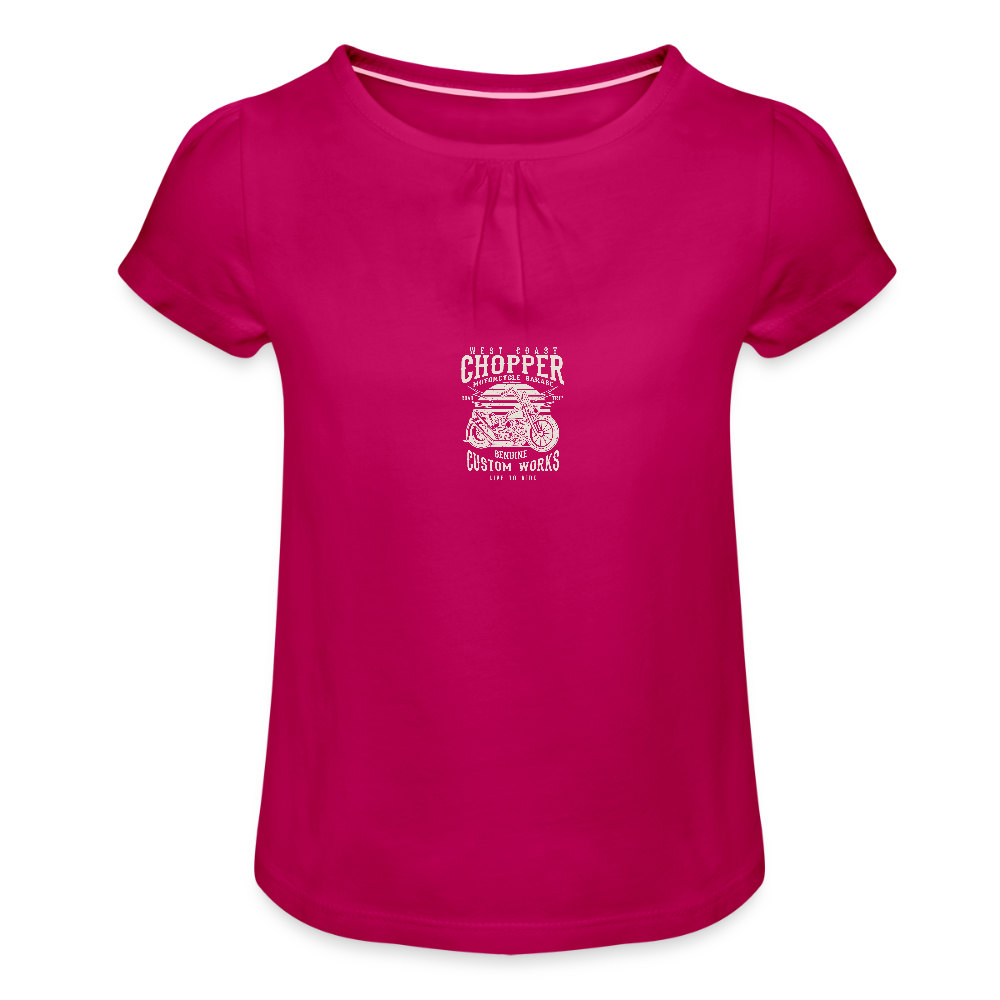 Meisjes-T-shirt met plooien - fuchsia