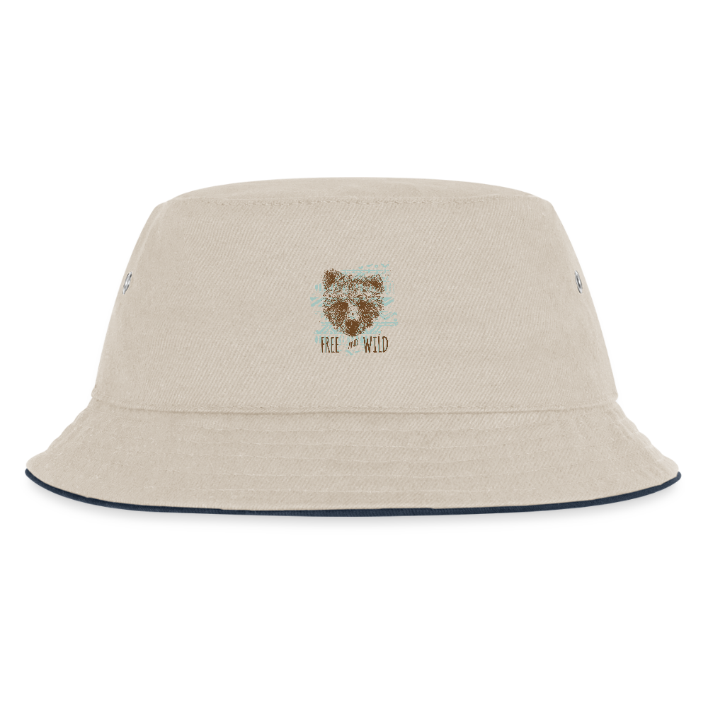 Kinder bucket hat - natuur/navy