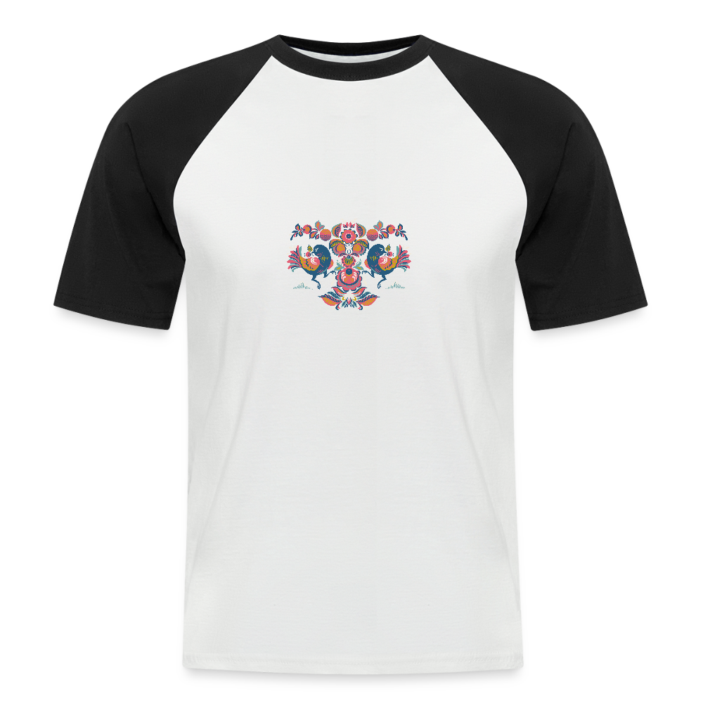 Mannen baseballshirt korte mouw - wit/zwart