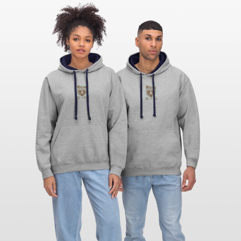 Contrast hoodie - grijs gemêleerd/navy