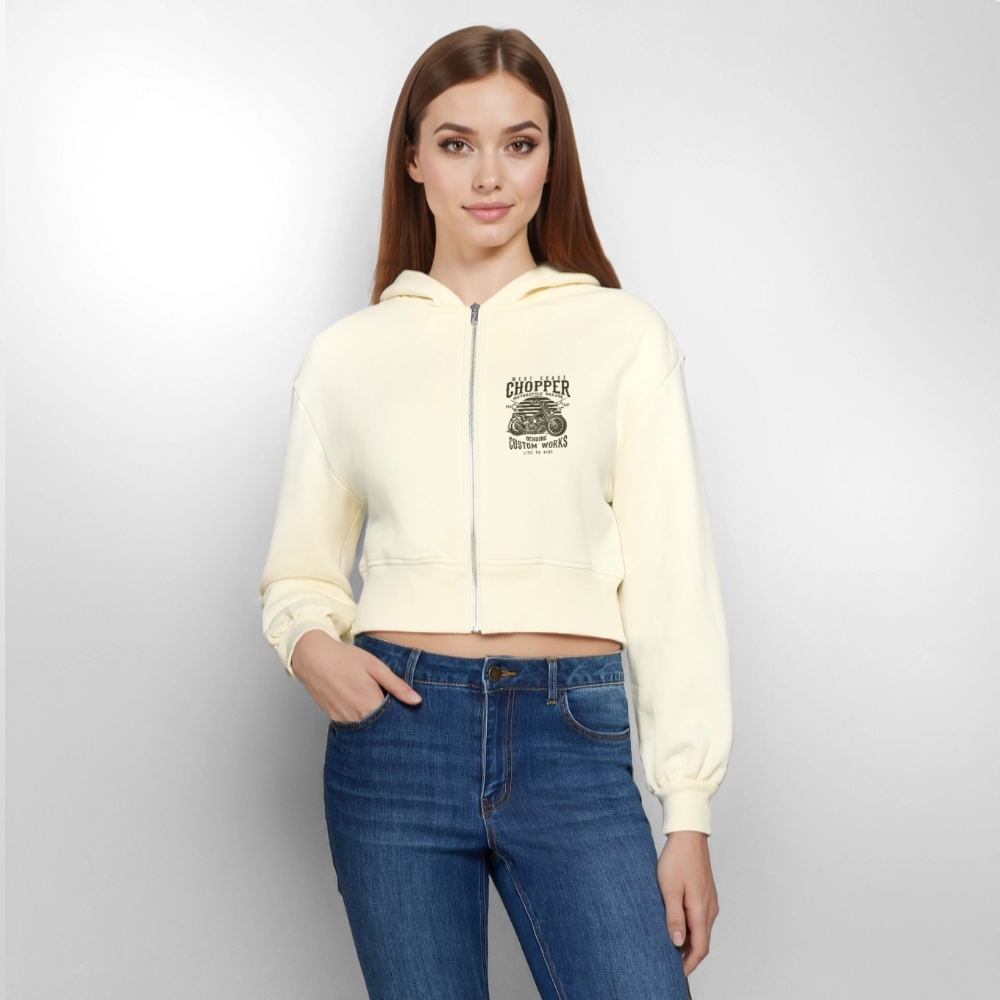Vrouwen oversized cropped ziphoodie - nature