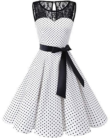 Retro Hepburn-stijl swingdot kanten jurk