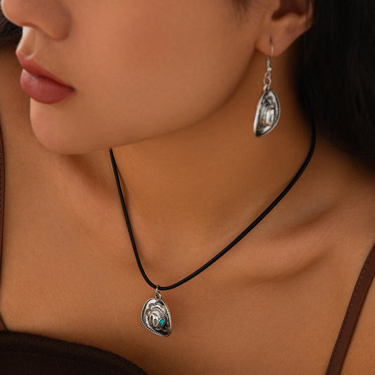 Modieuze Eenvoudige Diverse Sieradenset Retro Sun Halsketting en Oorbellen (Halsketting ook Apart Verkrijgbaar) Imitatie Parelmoer en Verstelbare Sluiting voor Dames