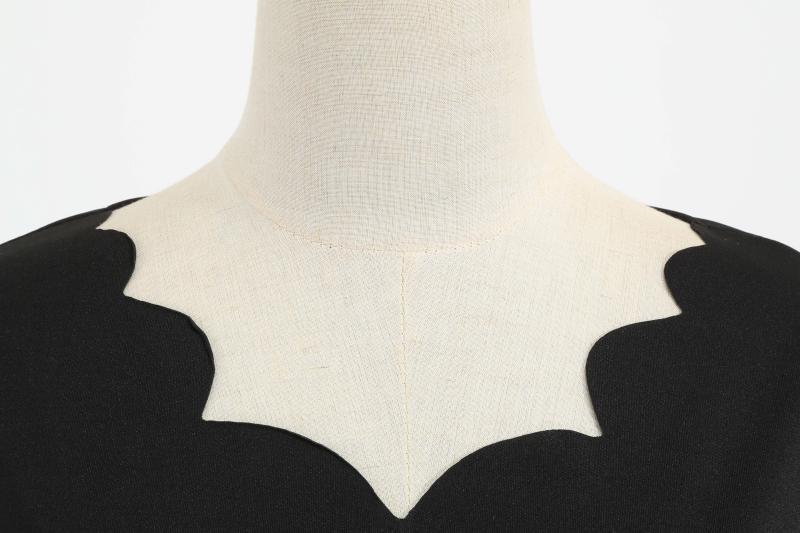 Hepburn Style Retro Elegante Cocktailjurk met Lange Mouwen en Muzieknoten-print voor Dames & Plus-size