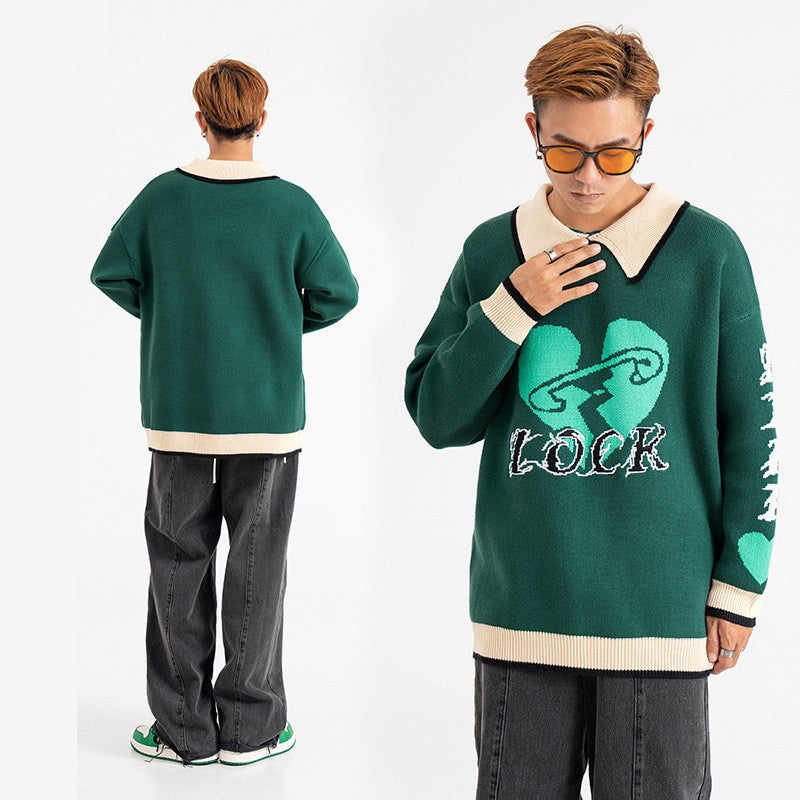 Amerikaanse Love Lapel Trui voor Unisex