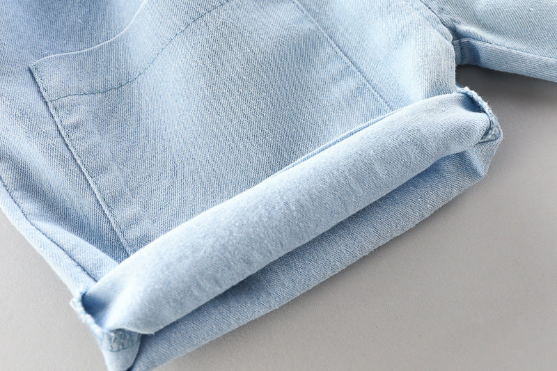 Tweedelig Casual Set voor Kinderen Korte Mouwen Polo's met Autopatroon en Shorts