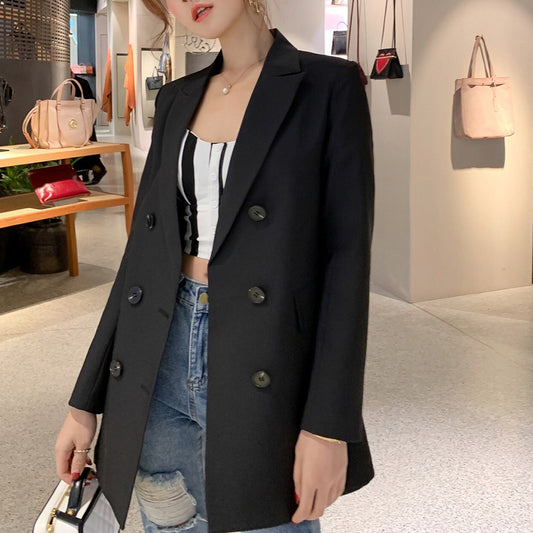 Elegant Slim-Fit Middellange Blazer met Knoopsluiting voor Dames & Plus-size