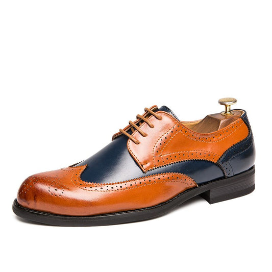Elegante Klassieke Colorblock Britse Stijl Formele Casual Business Oxford Schoenen van Veganistisch Leer met Spitse Neus en Platte Rubberzool voor Heren