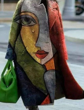 Europese Stijlvolle Elegante Lange Wollen Overjas met Grote Mouwen en Knoopsluiting voor Dames en Plus-size