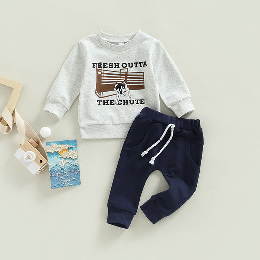Sweatshirt met Dierenprint & Broek voor Jongens 2-delige Outfit