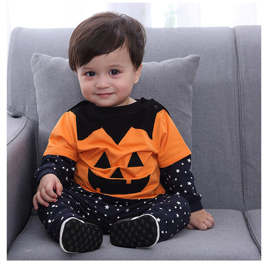 Vierdelige Halloween-kinderkleding in de vorm van een vleermuispompoen